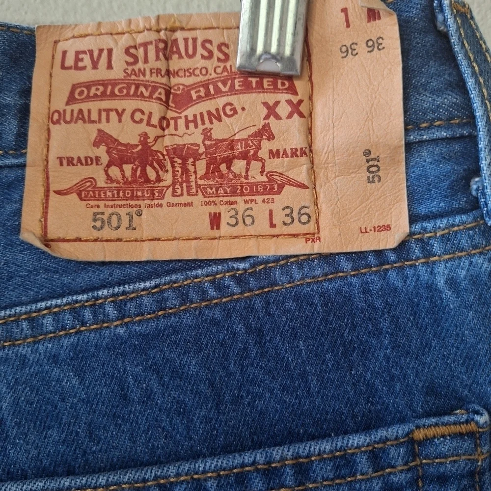 Levi 501's Mens Blue Demin Jeans Dominion Republic 2007 Size 36x36